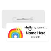 #hello my name is... Name Badge - Cartoon Rainbow & Sun