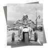 Revving up, photographic black and white card featuring a woman on a motorbike - 12.6 x 17.7cm and blank inside - made in the UK