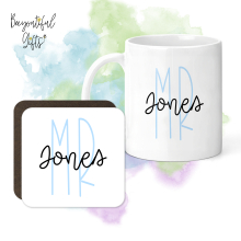 Personalised Teacher Mug & Coaster Set - Teacher's Name Miss/Mrs/Mr