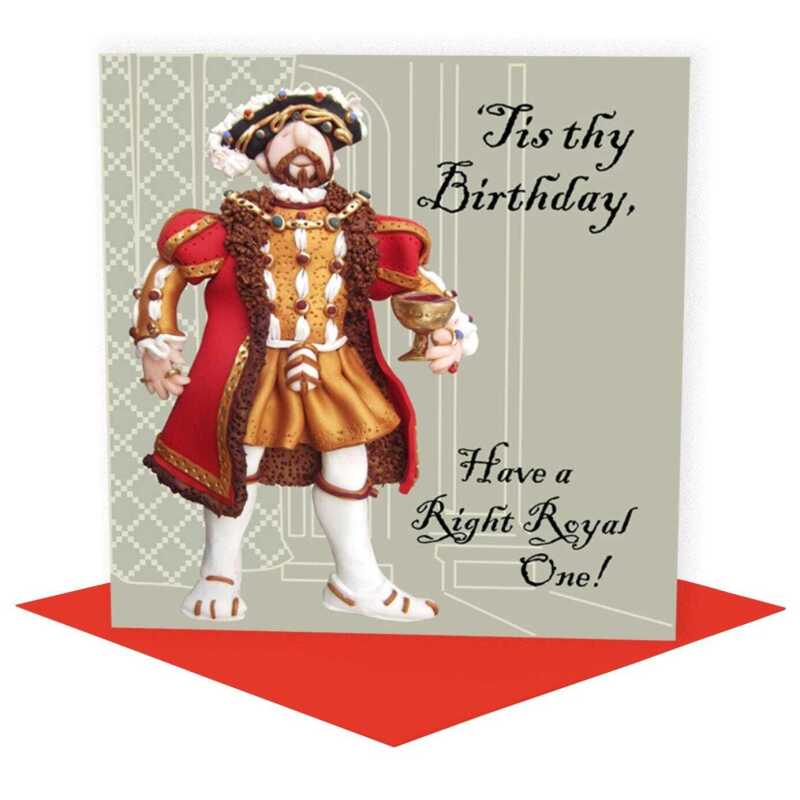 Funny historical birthday card featuring King Henry VIII - designed by Erica Sturla - 15cm square and blank inside, made in the UK