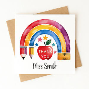 Personalised Thank You Teacher Card - Thank You Teacher Rainbow