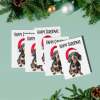 5 x Fun Christmas Card of a Dachshund Dog Wearing A Santa Hat Whimsical Christmas Card For Animal Lover For Him or Her - Small (4x6) / Pack of 5