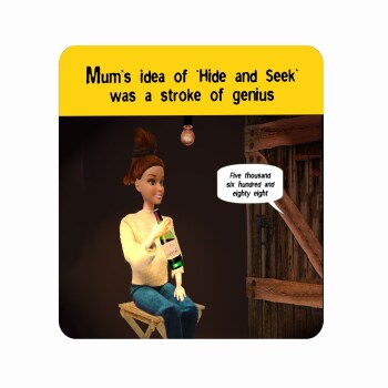 Doll Coaster | Hide and Seek | Funny coaster for her | drink | Wine coaster | tea | coffee | gift