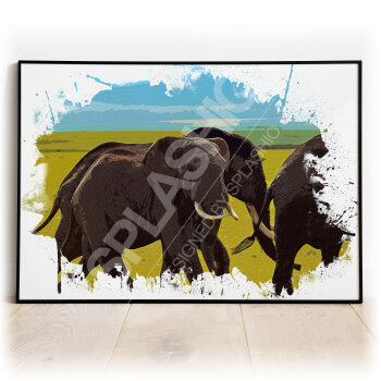 ELEPHANTS Splatter Art Print, High Gloss Print, Splash Art, Home Decor, Animal Art, Animal Prints Custom Art Work