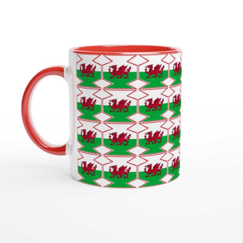 Welsh Dragon Pattern Mug - Ceramic White