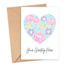 Personalised Custom Message Card - Papercut Floral Heart - Small (Approx. A6) - Standard Smooth Card