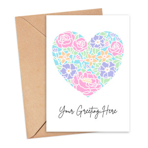 Personalised Custom Message Card - Papercut Floral Heart