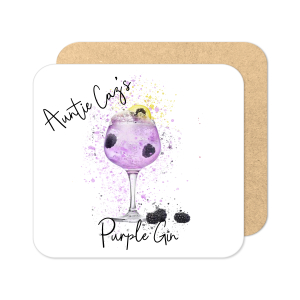 Personalised Purple Gin Coaster with Splash Effect