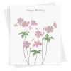 Feminine floral geranium birthday card for her -  designed by Eloise Hall - 15.7 x 11cm and blank inside, made in the UK