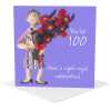 Right royal 100 birthday card for her - designed by Erica Sturla - 15cm square and blank inside, made in the UK