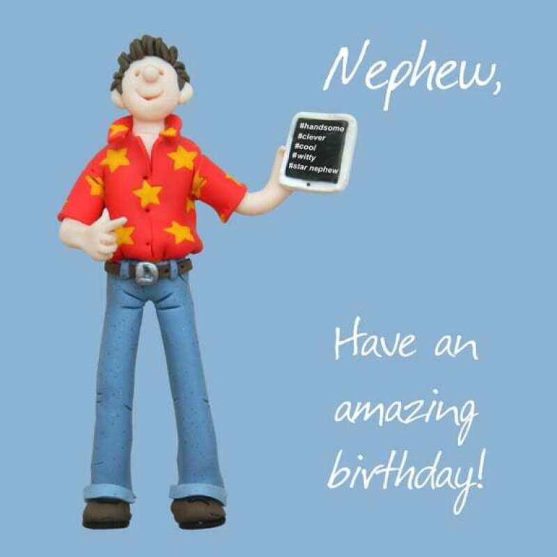 Holy Mackerel amazing nephew birthday card - designed by artist Erica Sturla - 15cm square and blank inside for your message - made in the UK
