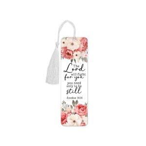 Religious Aluminium Bookmark with Tassel - The Lord Will Fight For You