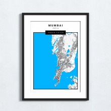 Mumbai - India - Map Print - A4