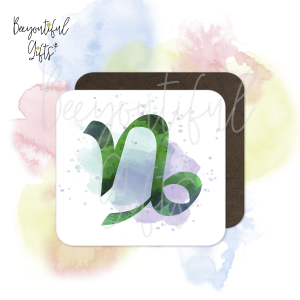Watercolour Zodiac Sign Wooden Coaster - Capricorn