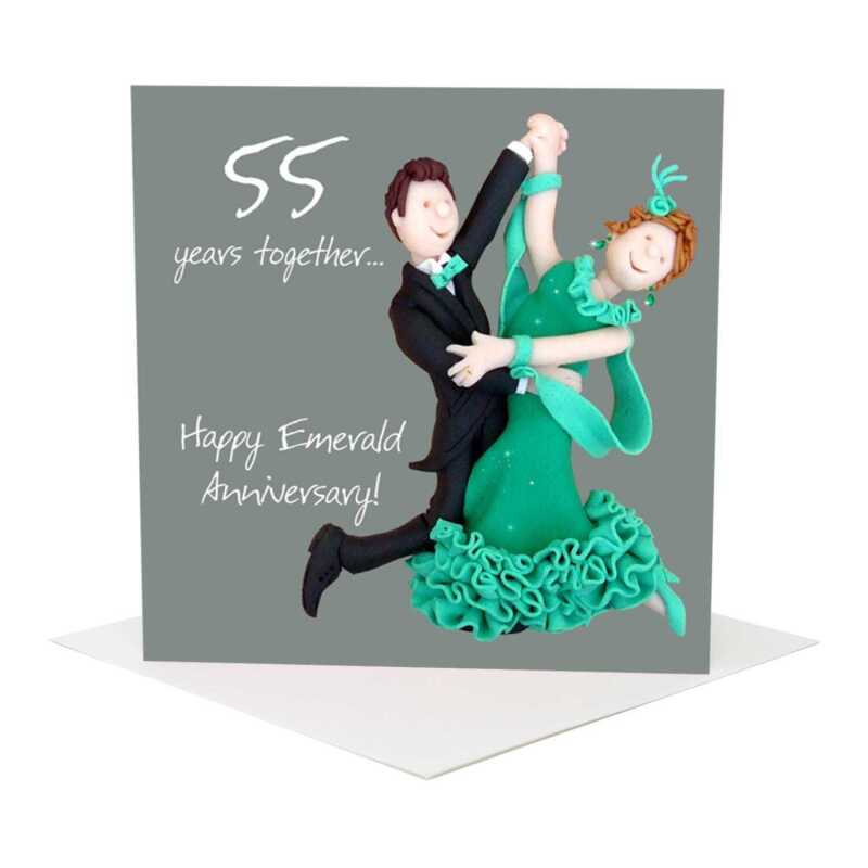 55th anniversary card (emerald anniversary) - designed by Erica Sturla -15cm square and blank inside, made in the UK