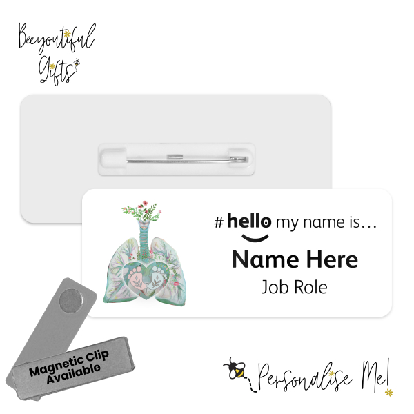 #hello my name is... Name Badge - Floral Lungs with Baby Feet