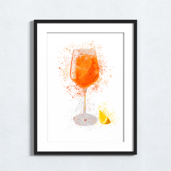 Aperol Spritz Splash Effect Art Print - A6 (Approx. 10cm x 15cm)