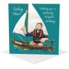 Sailing star birthday card for him - designed by Erica Sturla - 15cm square and blank inside, made in the UK