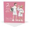 2nd wedding anniversary card (cotton robes) - designed by Erica Sturla - 15cm square and blank inside, made in the UK