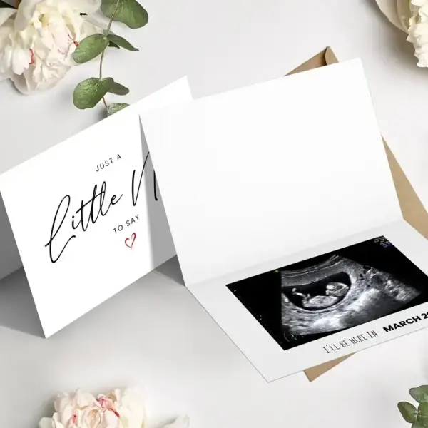 Pregnancy Announcement Card - Just A Little Note To Say - Small (A6) - Single Card