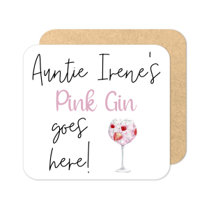 Personalised Drinks Coaster - Name's Pink Gin Goes Here!