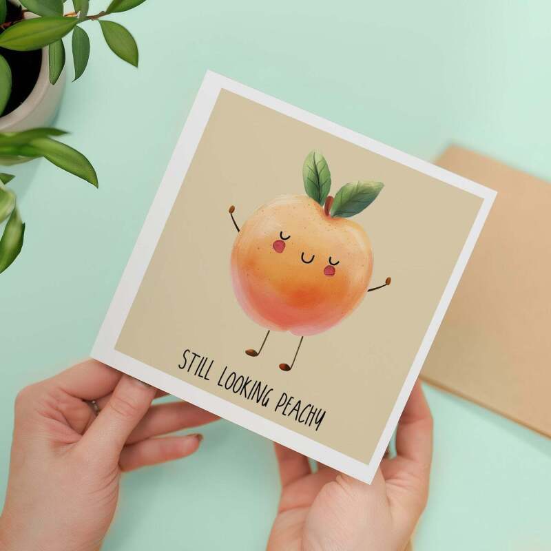 Anniversay Card For Her Still Looking Peachy Anniversary Card For Girlfriend Husband Anniversary Card Cute Anniversay Card - Square (5.5x5.5) / Blank Inside