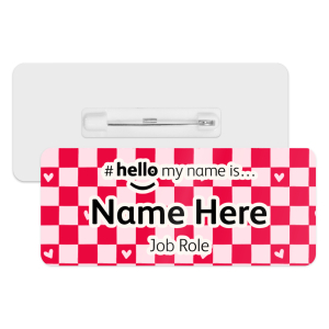 #hello my name is... Name Badge - Chess Heart Pattern