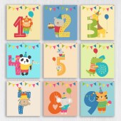 Zoo animal age 1st, 2nd, 3rd, 4th, 5th, 6th, 7th, 8th, 9th birthday card for children, boy, girl, son, daughter (Size A6/A5/A4/Square 6x6")