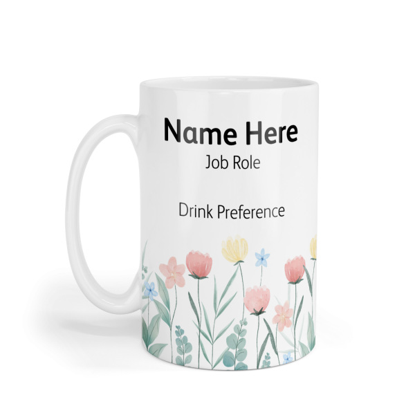 Personalised Ceramic Mug - Watercolour Spring Flowers