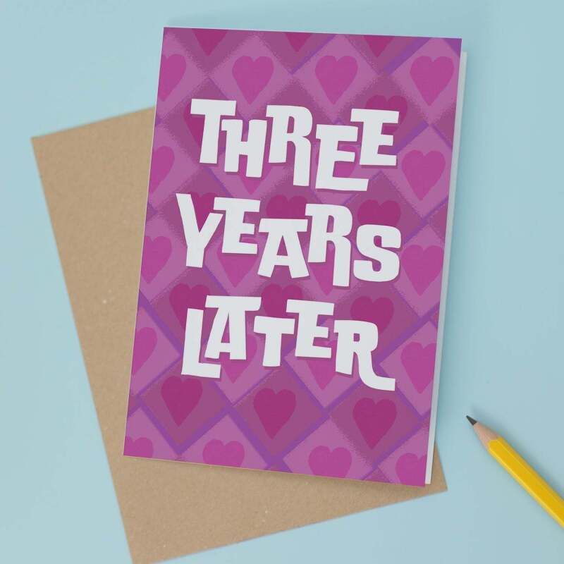 3rd Wedding Anniversary Card For Wife Anniversary Card for Husband Anniversary Card For Boyfriend or Girlfriend Third Anniversary Gift - Large (5x7) / Blank Message
