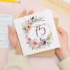 75th Birthday Card For Her Floral Seventy Fifth Birthday Card Seventy Five Card For Mum Gran Grandma Auntie 75 Card For Friend Floral Design - Square (5.5x5.5) / Blank Inside