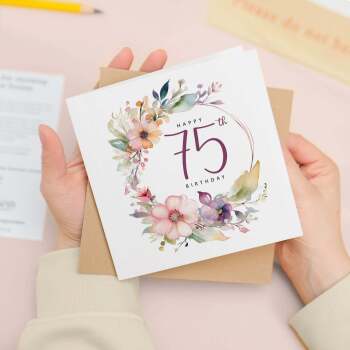75th Birthday Card For Her Floral Seventy Fifth Birthday Card Seventy Five Card For Mum Gran Grandma Auntie 75 Card For Friend Floral Design
