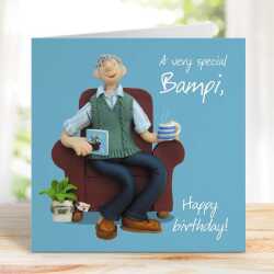 Special Bampi birthday card for a grandad - designed by Erica Sturla - 15cm square and blank inside, made in the UK
