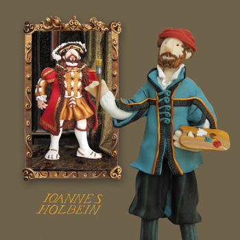 Holbein the Younger, an art themed greetings card from Erica Sturla's "Artist at Work" range, 150mm square and blank inside for your message