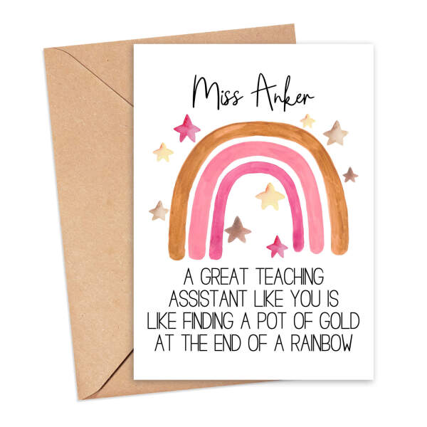 Personalised Thank You Teacher Card - Teaching Assistant Like a Pot of Gold - Small (A6)