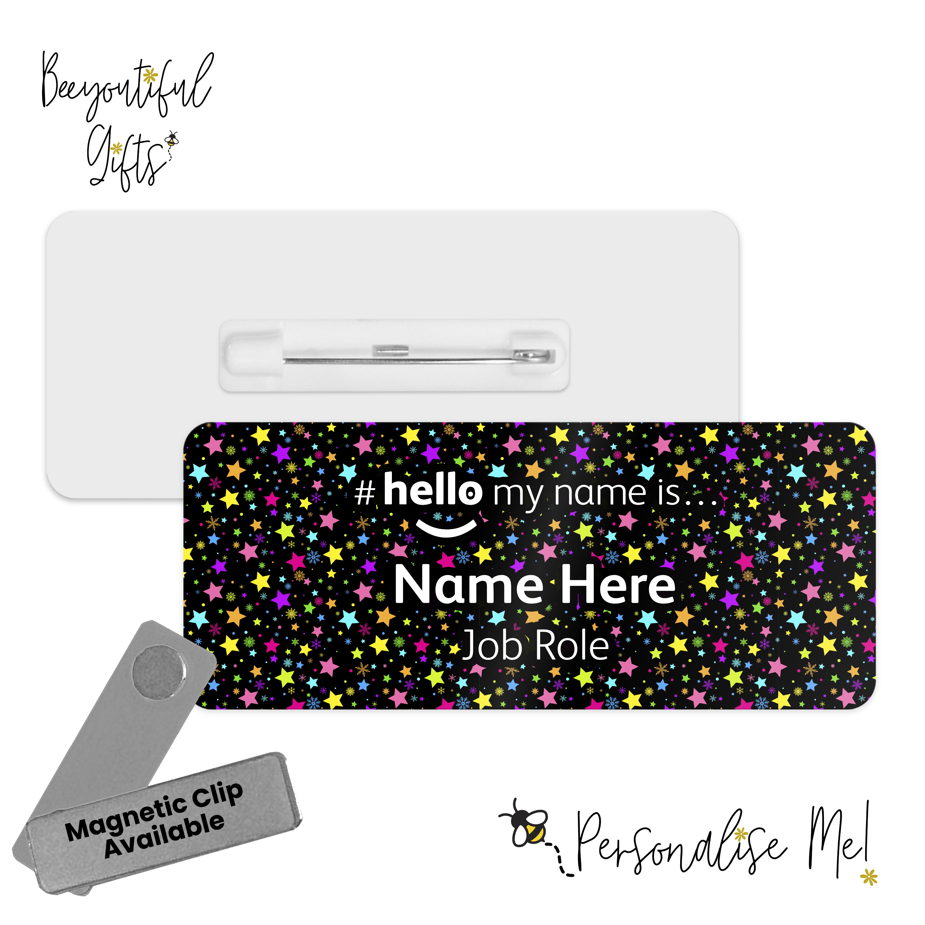 Name Badge - Neon Pattern Hello My Name is