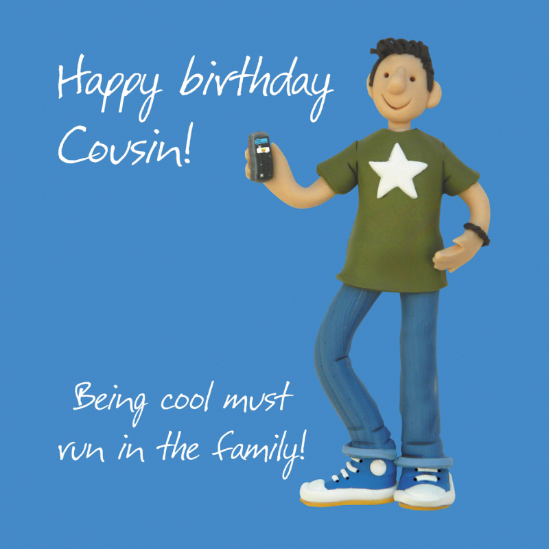 Holy Mackerel Cool cousin, an Erica Sturla 15cm square birthday greetings card for a male teen cousin. Blank inside for your message