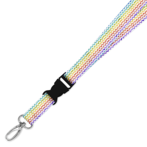 Double Breakaway Lanyard - Watercolour Rainbow Zig Zags