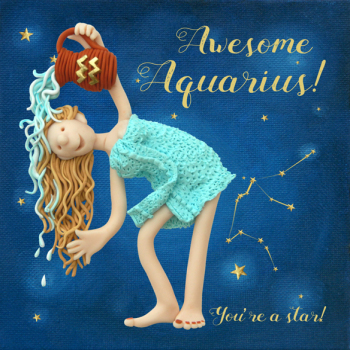Star Sign Zodiac Birthday Card - Aquarius - Holy-Mackerel