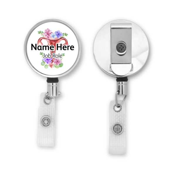Personalised Metal ID Reel - Floral Uterus