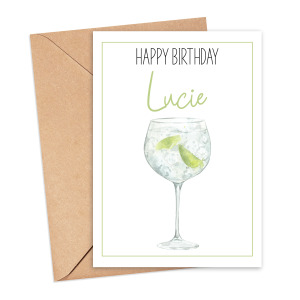 Personalised Birthday Card - Happy Birthday with Gin
