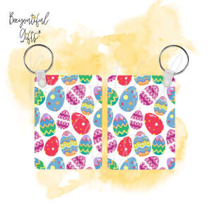 Easter Egg High Gloss Rectangular Wooden Key Ring