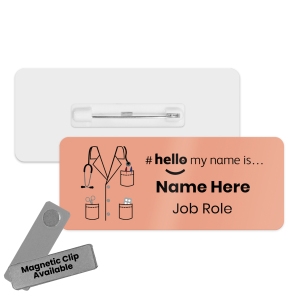Name Badge - Colour Doctor Scrubs Hello My Name is... - Coral