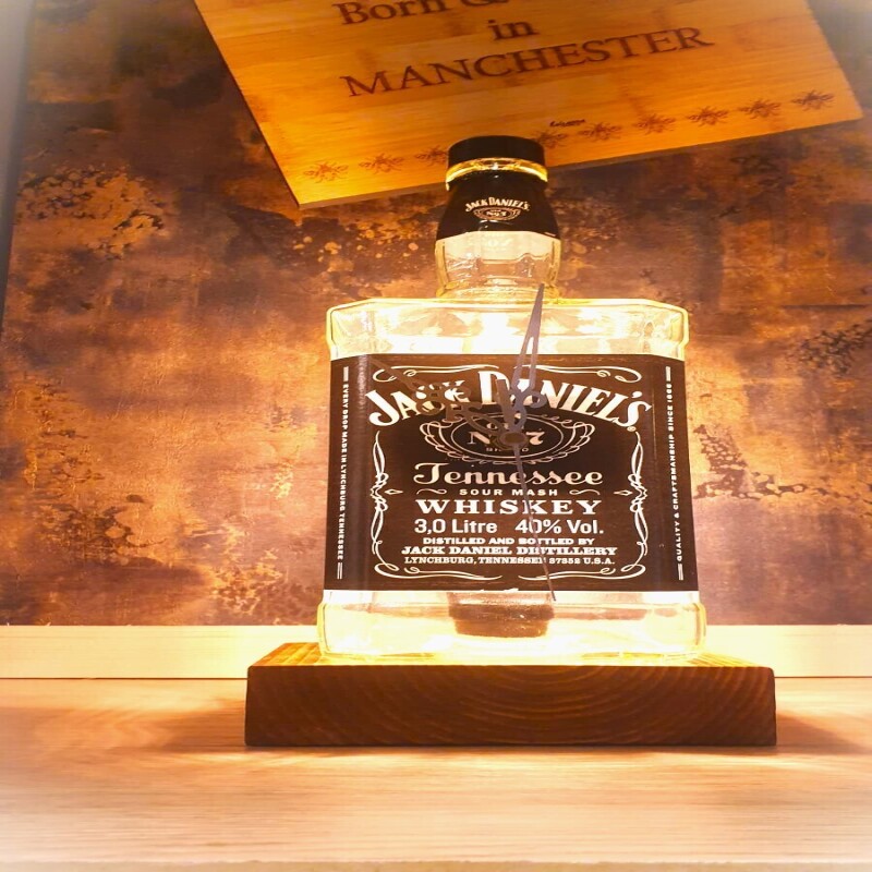 The 3-liter JD Original Clock-Lamp with a block base -Man/She Cave - Fathers/Mothers Day Present