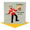 Candles 1000s of em - British Boer War soldier birthday card - designed by Erica Sturla - 15cm square and blank inside, made in the UK