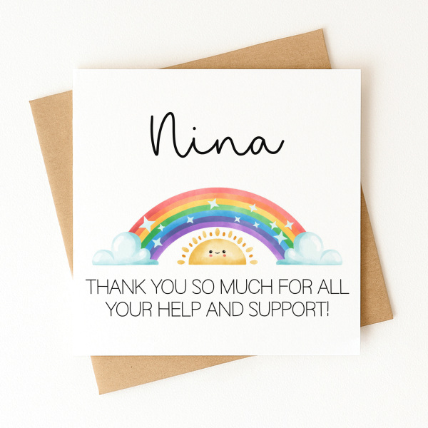 Personalised Nurse Card - Thank You So Much For All Your Help and Support - Standard Smooth Card
