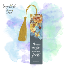 Aluminium Bookmark with Tassel - A Merry Heart Has A Continual Feast (Proverbs 15:15)