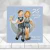 25th anniversary card (silver anniversary card) - designed by Erica Sturla - 15cm square and blank inside, made in the UK