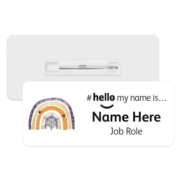 #hello my name is... Name Badge - Halloween Spider Web Rainbow