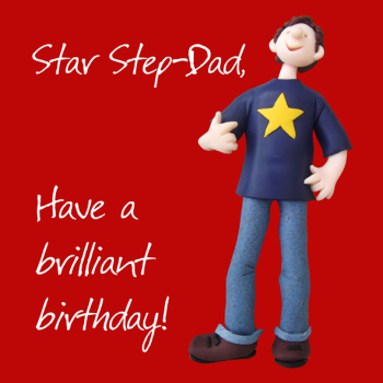 Holy Mackerel star step-dad birthday card for a stepfather - designed by artist Erica Sturla - 15cm square and blank inside for your message - made in the UK